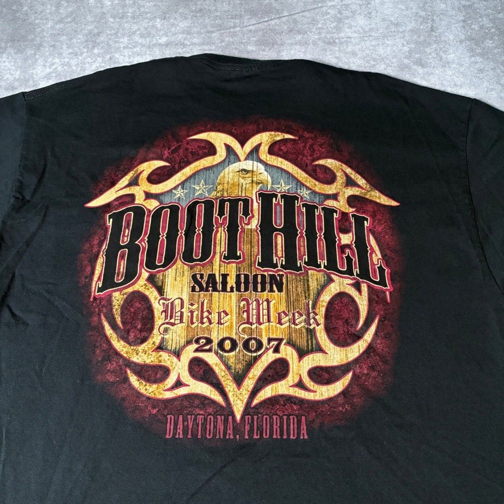 2007 Grunge  Boot Hill Saloon Bike Week  Daytona Florida Pocket T-Shirt XL USA
